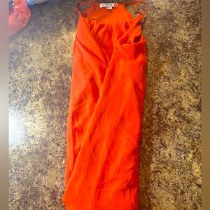Pretty orange whit ruffles were on a date night